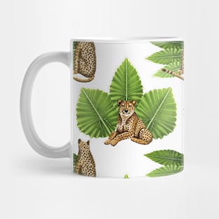 Cheetah on Taro Leaves Pattern Mug